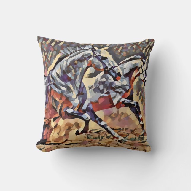 Wild Horses abstract Animal western Rodeo Art Throw Pillow (Front)