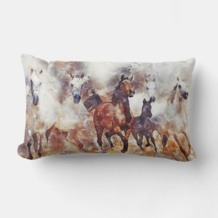 Wild Horses Art Lumbar Pillow