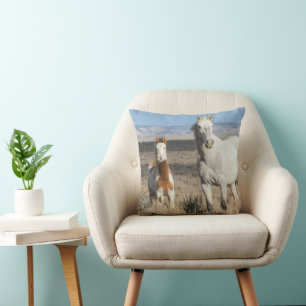 Wild Horses at Home in the Sandwash Basin Throw Pillow