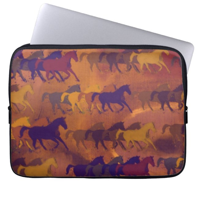 wild horses brown pattern laptop sleeve (Front)