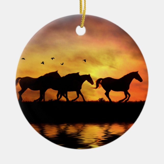 Wild Horses Ceramic Ornament (Front)