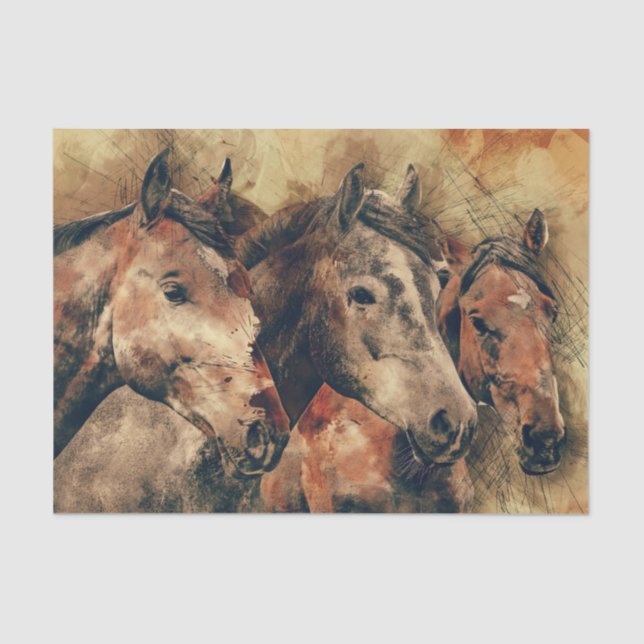 Wild Horses Decoupage 10 x 15 Art Tissue Paper (Front)