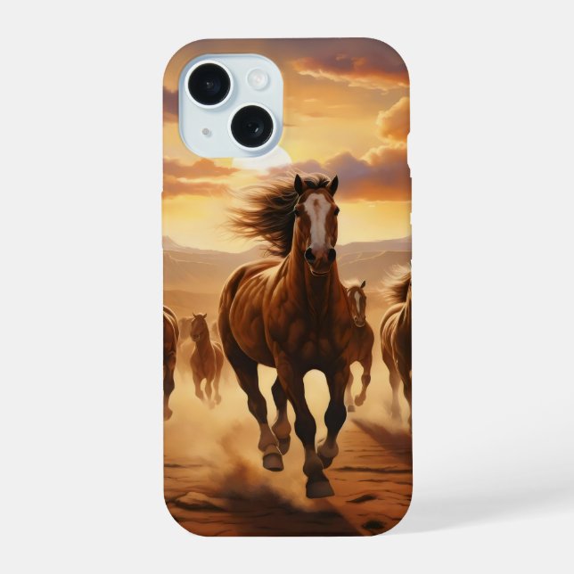 Wild Horses Desert iPhone 15 Case (Back)