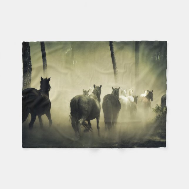 Wild Horses Fleece Blanket (Front (Horizontal))