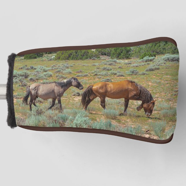 Wild horses grazing golf head cover (Front)