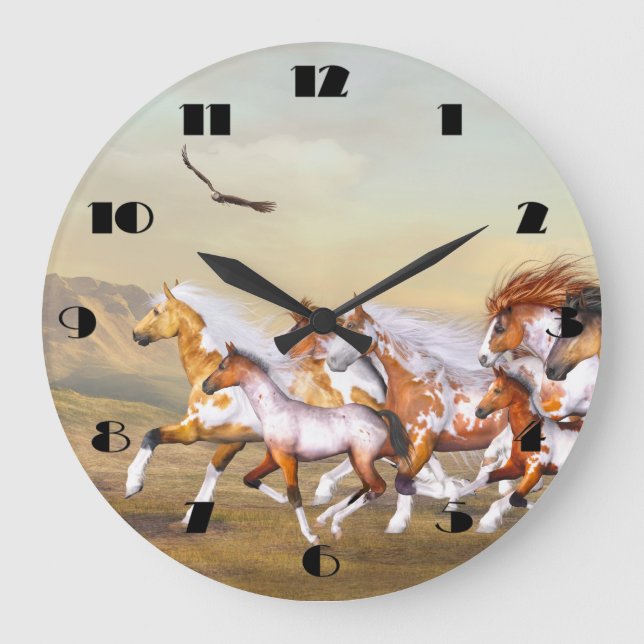 Wild Horses Herd Wall Clock (Front)