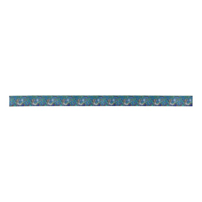 Wild Horses In Brown and Teal Satin Ribbon (Front)