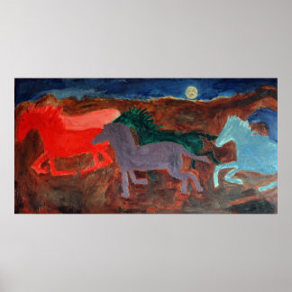Wild Horses in Moonlight Poster
