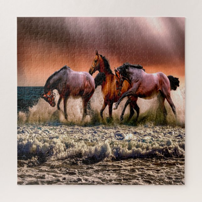 Wild Horses Lake Adventure Jigsaw Puzzle (Vertical)
