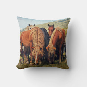 Wild Horses Livno Nature Scene Throw Pillow