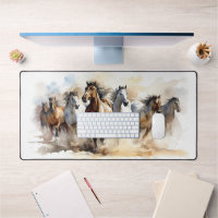 Wild Horses Mustangs Modern Equestrian Watercolor