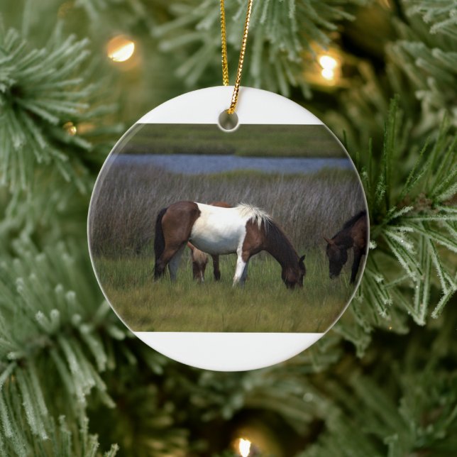 Wild Horses of Assateague Ceramic Ornament (Tree)