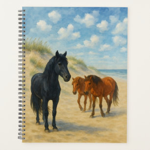 Wild Horses of Corolla North Carolina Watercolor Planner