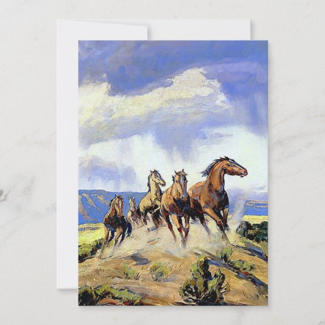“Wild Horses of Nevada” by Carl Oscar Borg Thank You Card (Front)