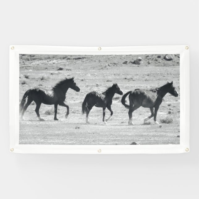 WILD HORSES OF UTAH Banner WITH GROMMETS (Horizontal)