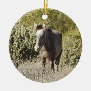 Wild horses, ornament, Christmas, horse Ceramic Ornament