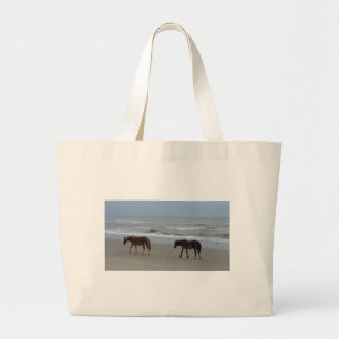 Wild Horses Outer Banks Large Tote Bag