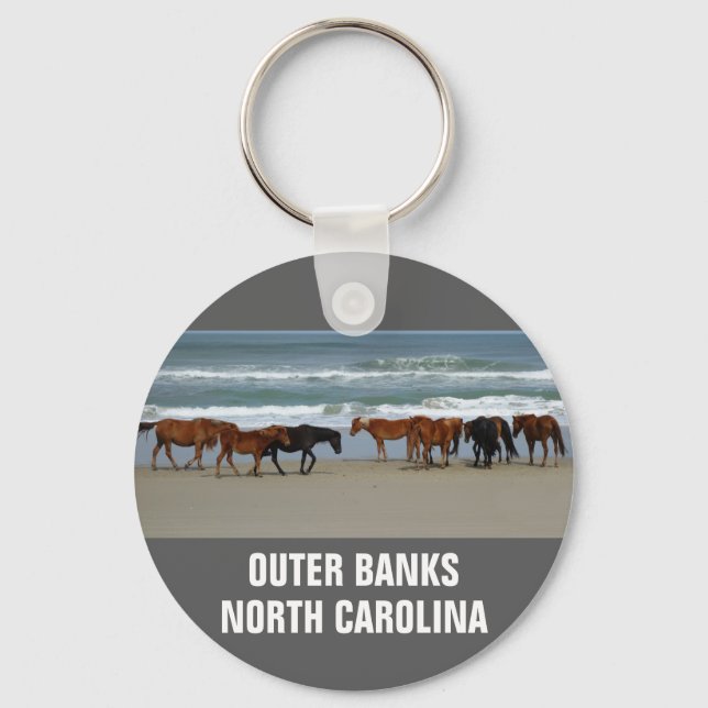 Wild Horses Outer Banks NC Keychain (Front)