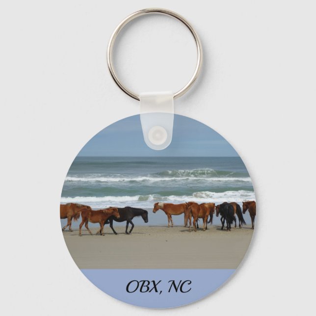 Wild Horses Outer Banks NC Keychain (Front)