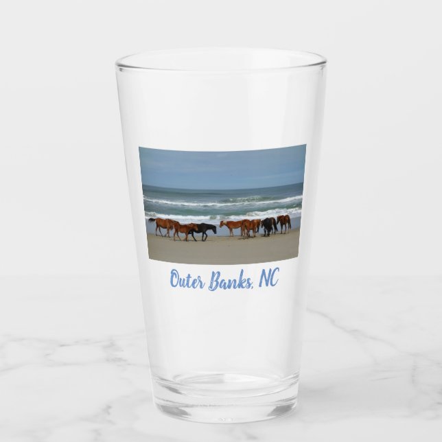 Wild Horses Outer Banks OBX Corolla Beer Pint Glass (Front)