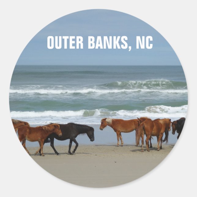 Wild Horses Outer Banks OBX North Carolina Classic Round Sticker (Front)
