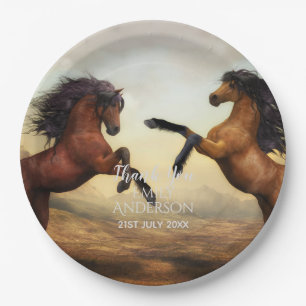 Wild HORSES Party Supplies Equestrian - ADD PHOTO Paper Plate