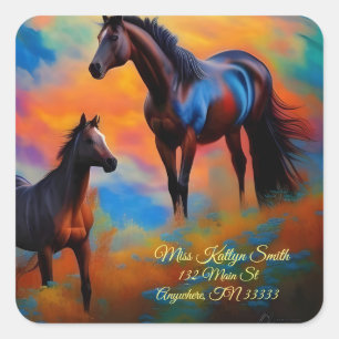 Wild Horses *personalize* Square Sticker