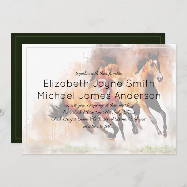 Wild Horses Ranch Wedding Invitations (Front/Back)