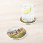Wild Horses Running in a Wildflower Meadow Coaster<br><div class="desc">A coaster image for cowgirls,  cowboys and western art lovers,  a gorgeous painting of wild horses running in a grassy field of wildflowers.</div>