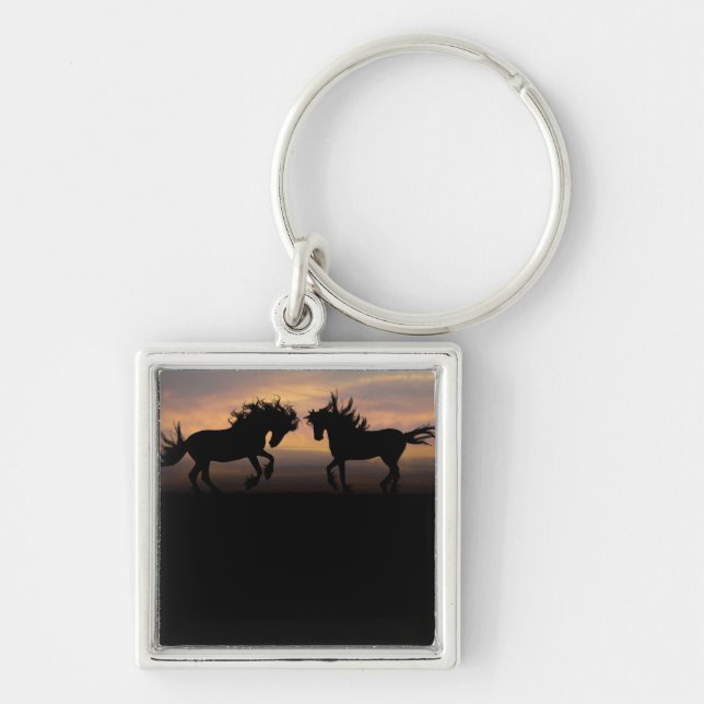 Wild Horses Silhouette Keychain (Front)