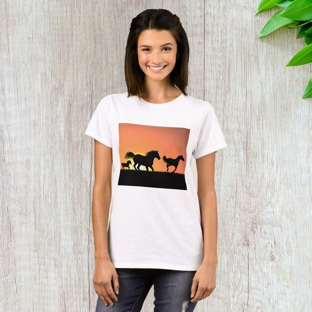 Wild Horses Sunset Silhouette T-Shirt (Creator Uploaded)