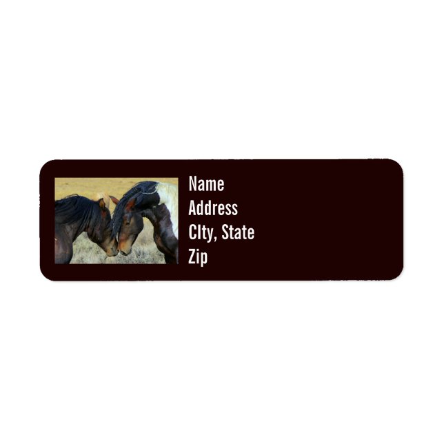 Wild Horses Touching Noses Western Address Labels (Front)
