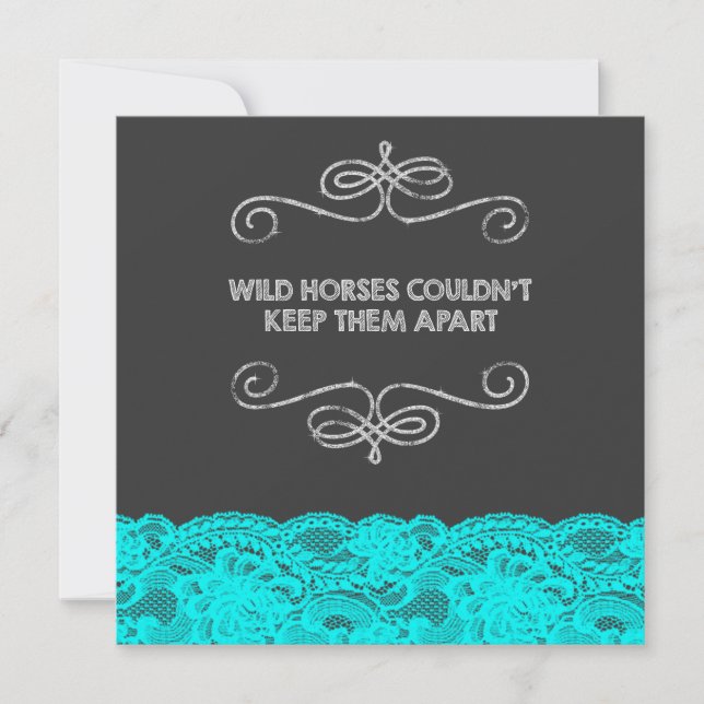 Wild Horses Vintage Chalkboard Wedding Invitation (Front)