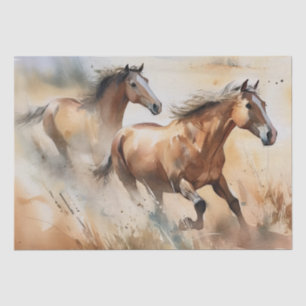 Wild Horses Watercolor Decoupage Tissue Paper