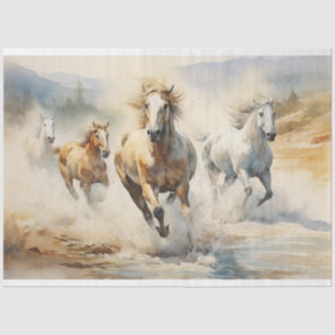 Wild Horses Watercolor Decoupage Tissue Paper