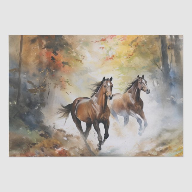 Wild Horses Watercolor Decoupage Tissue Paper (Front)