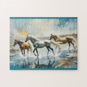 Wild Horses watercolor Jigsaw Puzzle