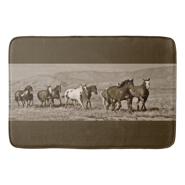 Wild Horses Western Horse Bathmat (Front)