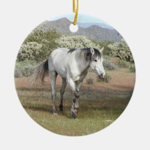 Wild Horses, wildlife, Arizona,  horse Ceramic Ornament