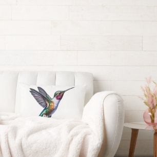 Wild Hummingbird flying Lumbar Pillow