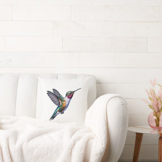 Wild Hummingbird flying Throw Pillow (Couch)