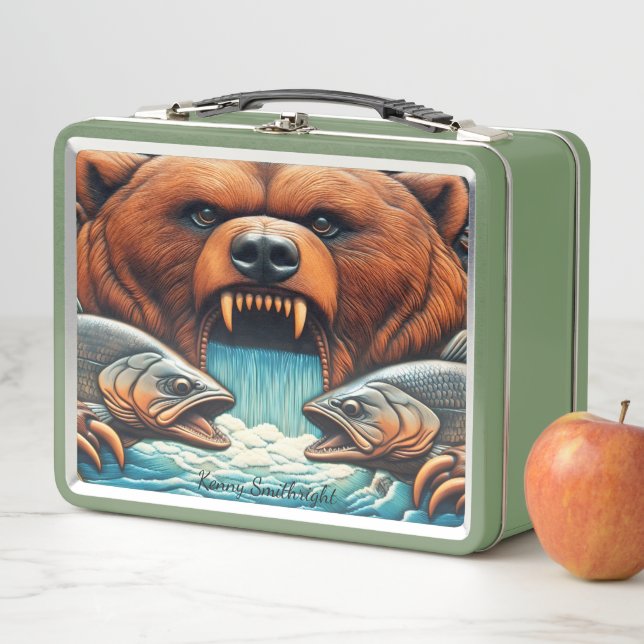 Wild Hunter Clashing with Roaring Waters Metal Lunch Box (In Situ)