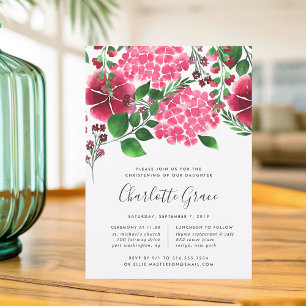 Wild Hydrangea Christening or Baptism Invitation