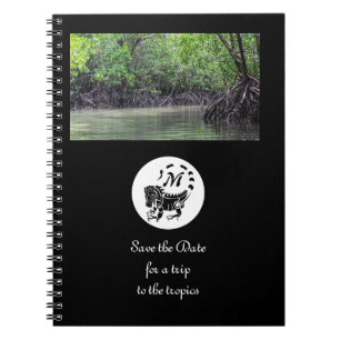 Wild Iguana Silhouette Monogram Photo Notebook