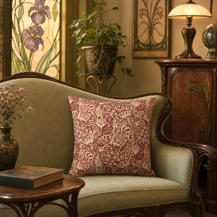 Wild Intricate Vintage Art Nouveau Floral Pattern Throw Pillow