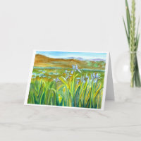 Wild Iris Flower Meadow Watercolor Happy Birthday