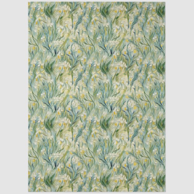 Wild Iris Ivory Green Yellow Tissue Paper (Front)
