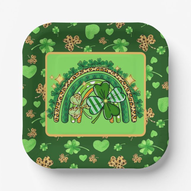 Wild Irish Green Rainbows  Paper Plate (Front)