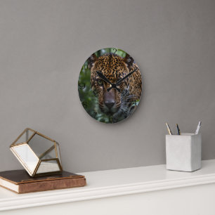 Wild Jaguar In The Forest, Round Clock