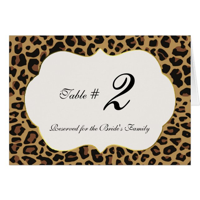 Wild Jaguar Pattern Wedding Table Number (Front Horizontal)